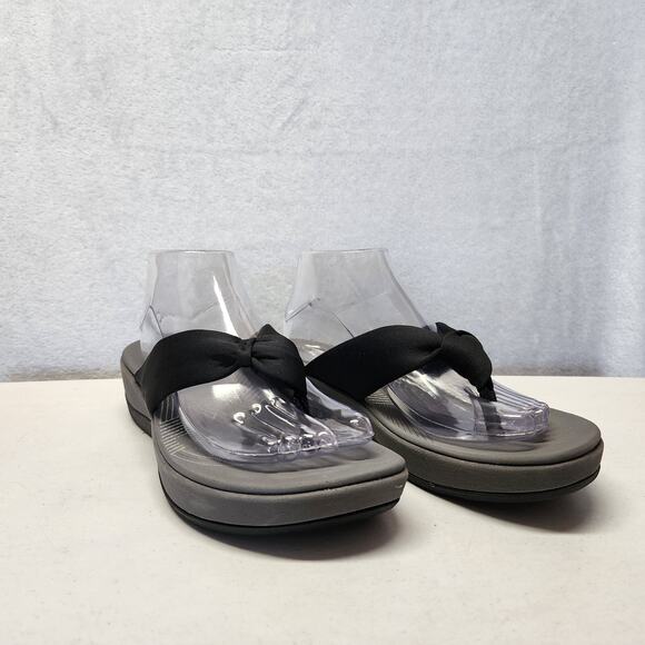 Clarks Flip Flop Sandals Womens 11 Cloudsteppers Thong Black Comfort Arla Glison - Picture 5 of 13